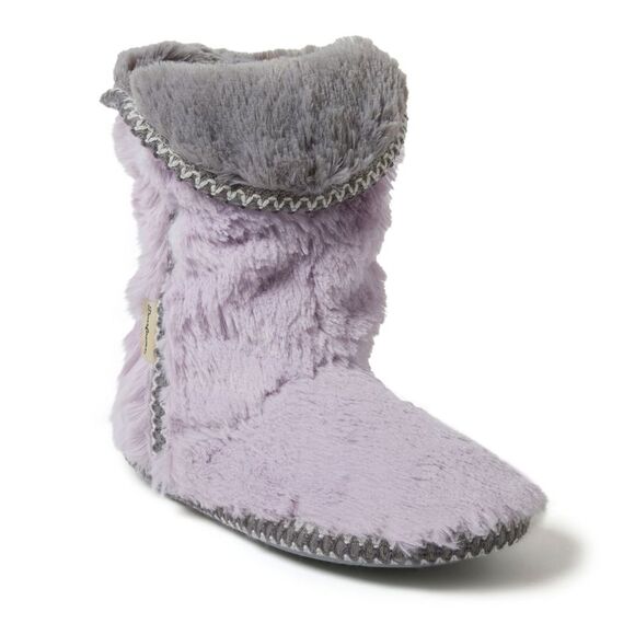 Dearfoams Women's Beth Faux Fur Fold Down Fuzzy Bootie House Slipper Boot - Picture 4 of 6
